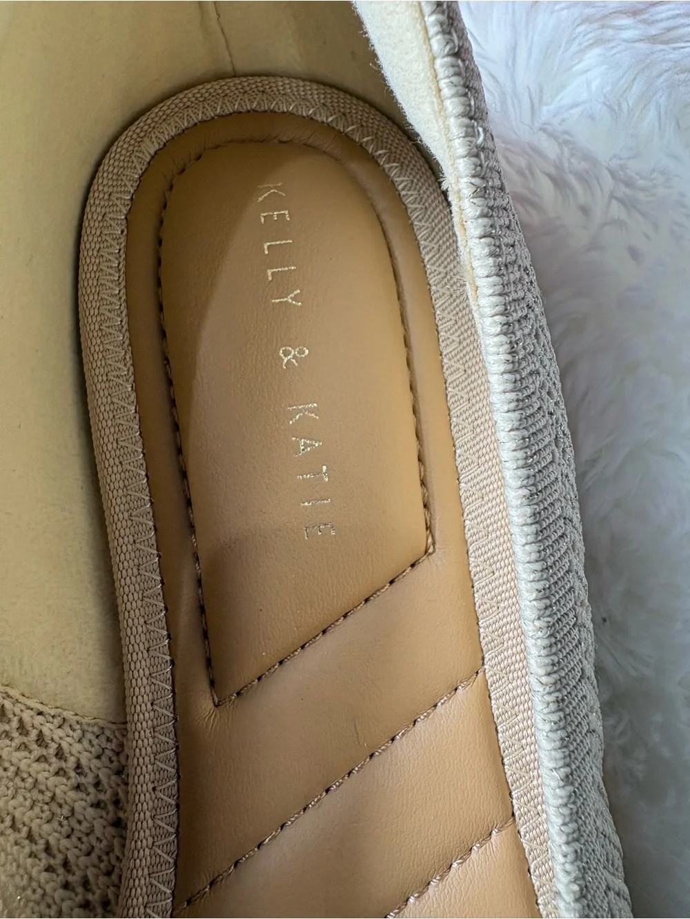 Kelly & Katie Women's Knit Pointed-Toe Flats in Beige 10W Gold Shimmer
